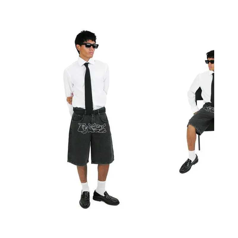 Men's Shorts Y2k Shorts Hip Hop Denim Gym Shorts Mens Womens 2023 Summer New Harajuku Fashion Casual Punk Rock Gothic Men Basketball Shorts z2502