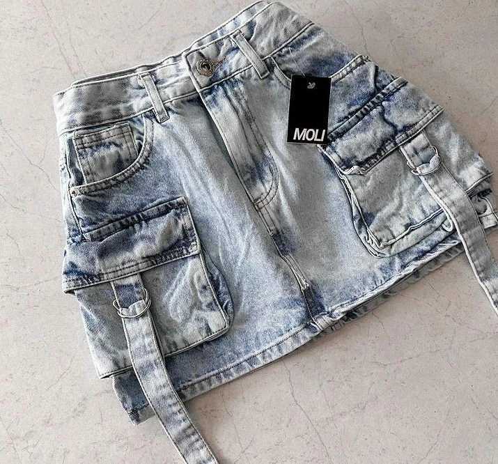 Retro Blue Multi Pocket Denim Shorts Womens Y2K Short Skirt Fashion Gothic Cargo Baggy Denim Shorts High Waist Slim Mini Skirt W250219