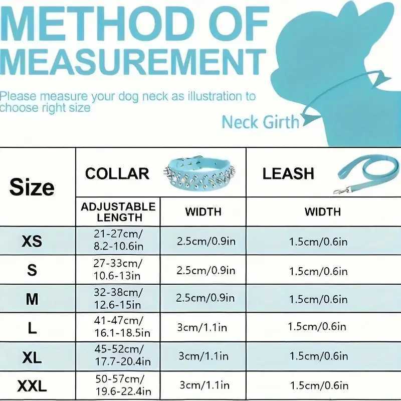 Spiked Dog Collar And Leash Set Rivet Leather Dog Collar Adjustable Dog Collar For Outdoor Walking W250219