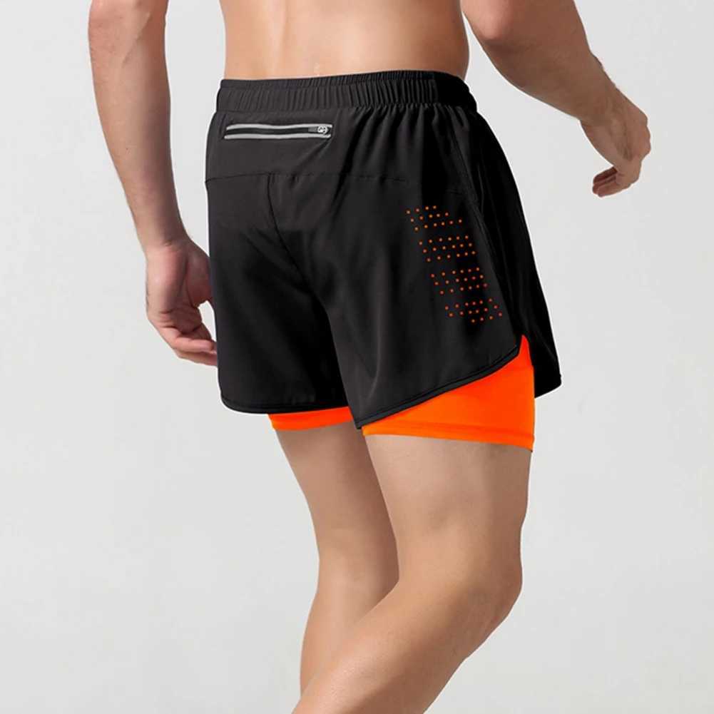 Mens Shorts Lined With Anti-glare Double-layer Fitness Shorts Running Loose-fitting Three-quarter Pants Athletic Shorts W250219