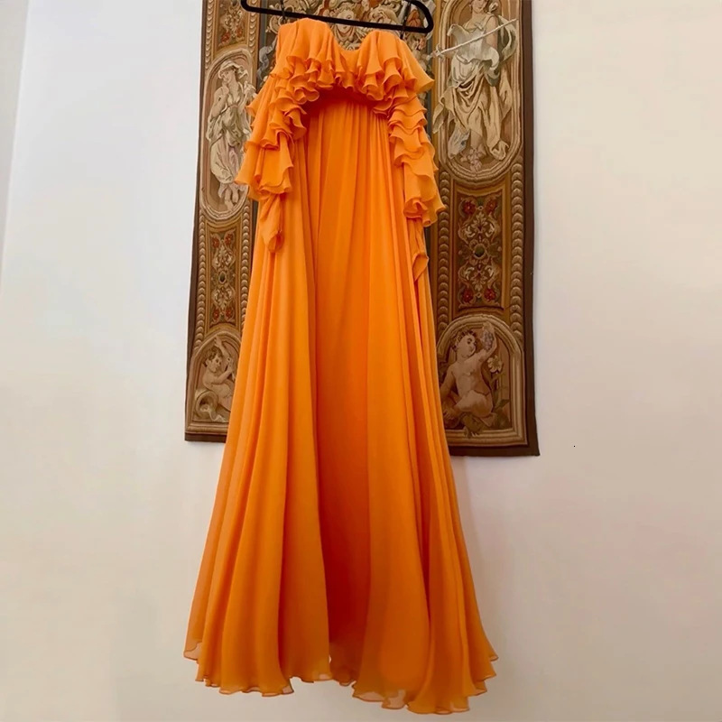 european and american 2024 spring/summer women's dress sweet and fresh solid color ruffle long sleeve dress with elegant style