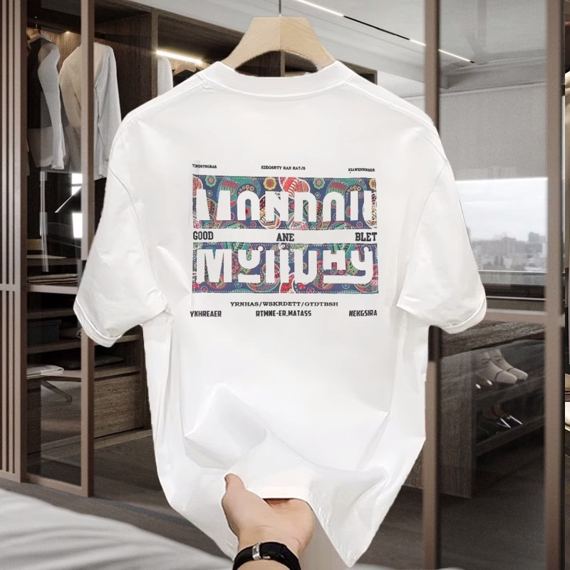 Spring Cotton Designer Short Sleeved T-shirt Men's Fashion Printed T-shirt 2025 Summer New Personalized Casual Half Open Sleeve