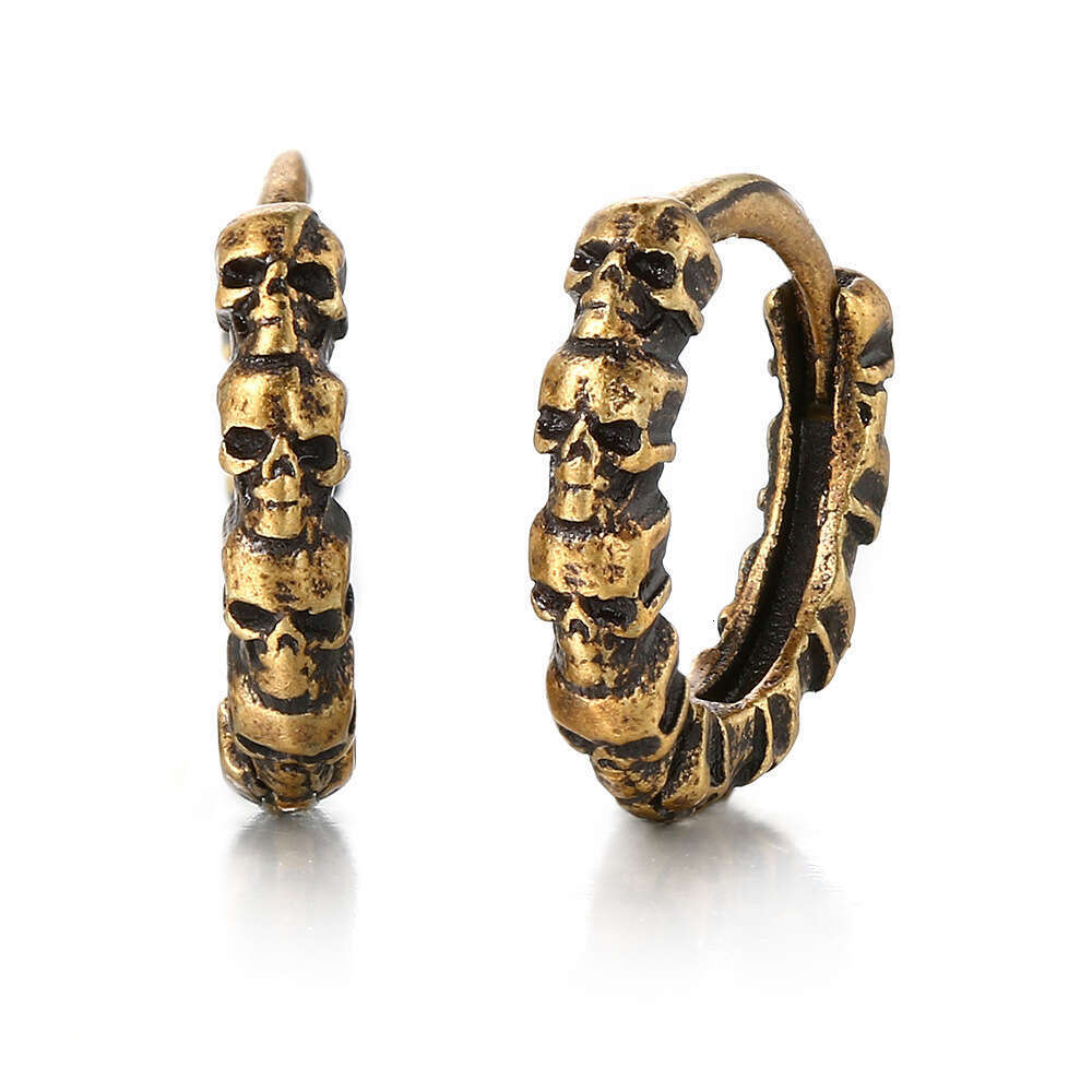 New punk style skull Halloween tricolor vintage Hiphop earrings