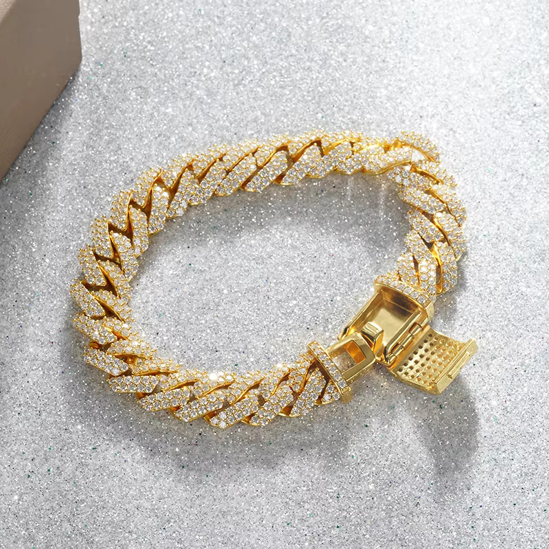 Starsgem Hip Hop Rich Men Popular 12mm 10mm k Set Cuban Chain Bracelet