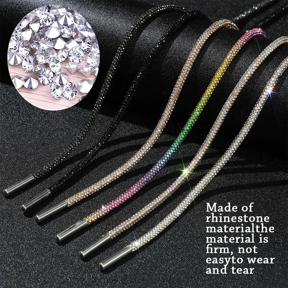1Pc 100120140160cm Fashion y Rhinestone Shoelaces Rainbow Diamond ShoeLaces Casual Braiding Sneaker Laces Round Shoelace 250219