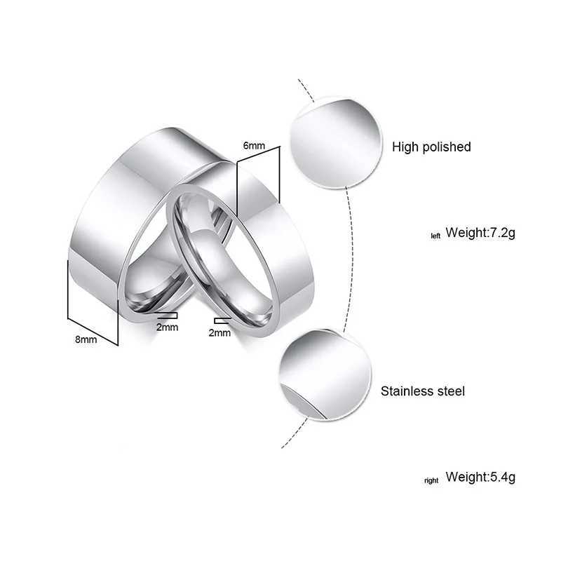 3/4/6/8mm Wide Stainless Steel Rings High Polished New Fashion Classic And Generous For Mens And Womens Jewelry GiftXJ250219