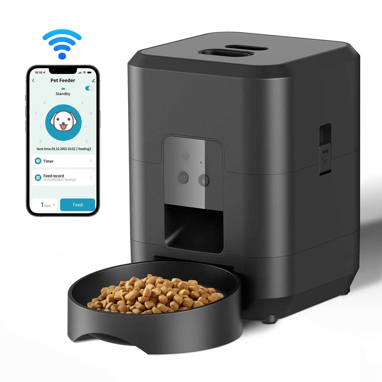Dog Feeders Smart Pet Feeder Automatic Cat Feeder Dog Slow Food Machine With Timed Quantitative Automatic Cat Food Dispenser Cat Dog Bowl H250218
