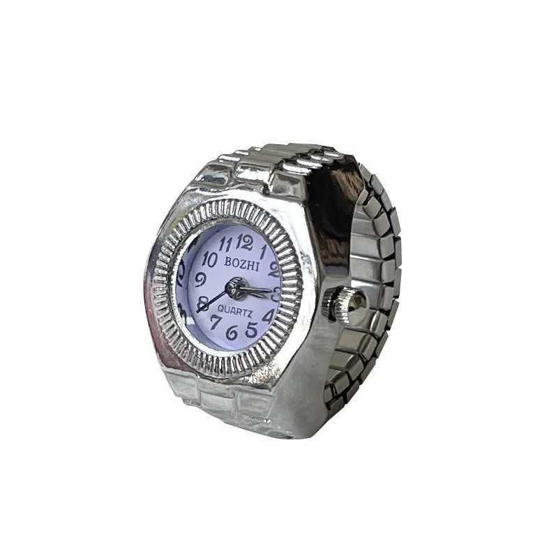 Y2K Punk Quartz Watch Rings for Couple Women Man Hip Hop Mini Elastic Stretchy Watch Finger Ring Retro Fashion Jewelry GiftXJ250219