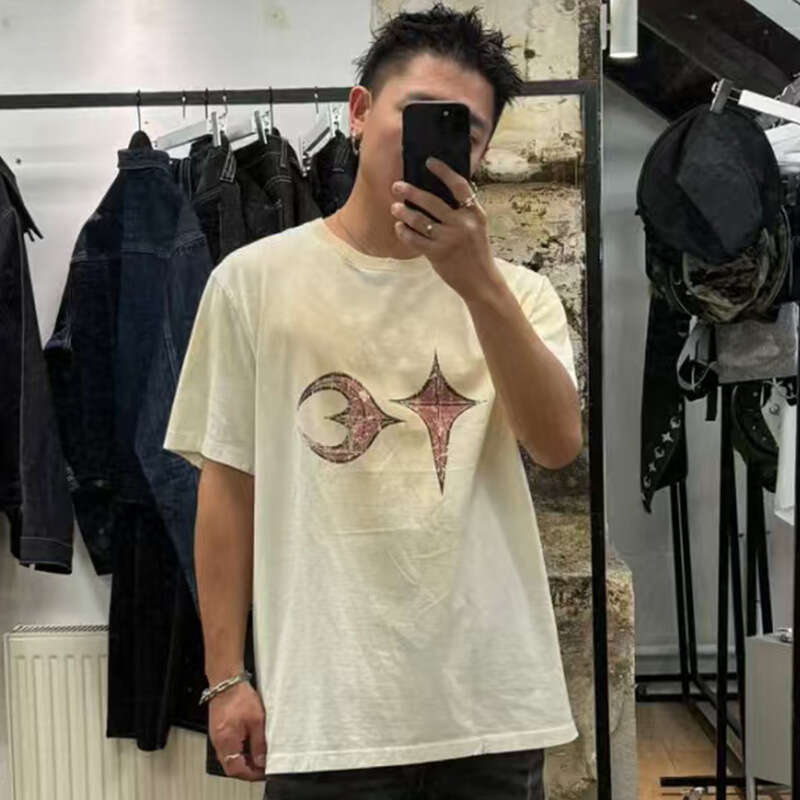 Thug New 25SS Trendy Brand Club Waste Soil Style Men's and Women's Heavy Industry Old Wear Short Sleeve T-shirt Summer