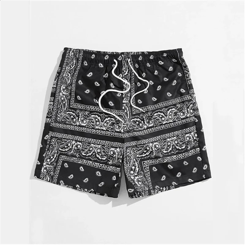 Trend Bandana Graphic Beach Shorts Mens Summer Fashion 3D Printed Swimming Loose Casual Street Clothing Hawaiian 250217