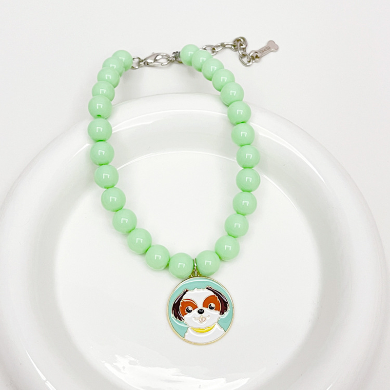 Fashion Colored Dog Necklace with Small Dog Charm, Cute Dog Necklace, Adjustable Pet Necklace for Small Medium Dog Chihuahua Birthday Gift, Party Dres