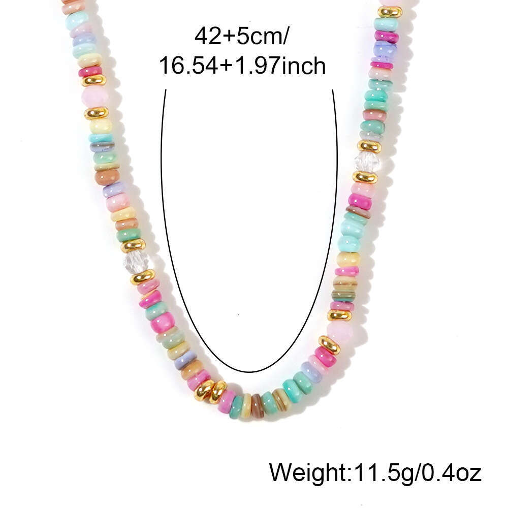 Hot selg rainbow colored dopamine bead necklace for women, versatile and high-end, niche new Chinese style collarbone chain jewelry