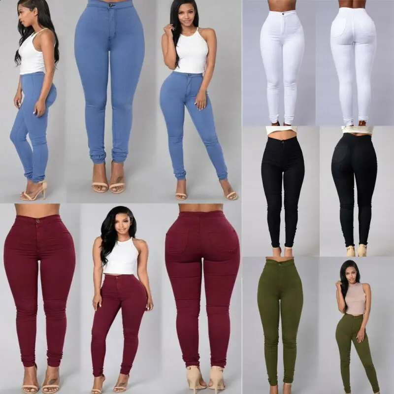 Womens Denim Skinny Jeggings Pants High Waist Stretch Jeans Slim Pencil Trousers 250217