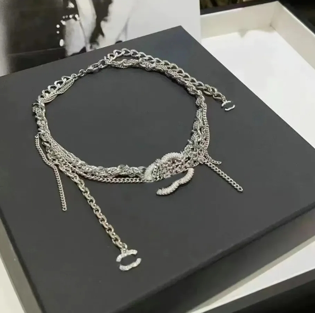 Designer Necklace Women Choker Chain Letter 18K Gold Plated Tassel Necklaces Pendant Jewelry