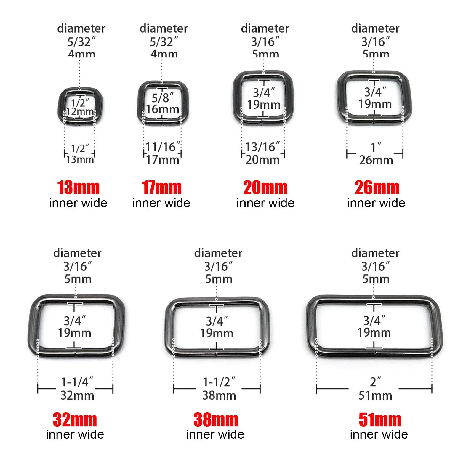 Metal High Quality Thickened Handbag Leather Bag Strap Belt Webbing Dog Collar Chain Rectangle Square O D Ring Buckle Clasp DIY 250213