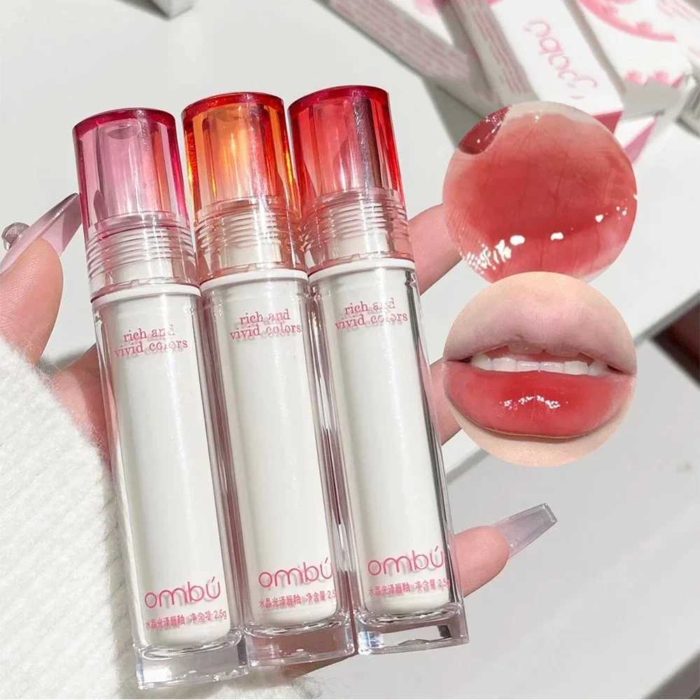 Waterproof Mirror Jelly Lip Glaze 6 Colors Water-light Lip Gloss Long Lasting Moisturizing Glossy Red Tint Lips Makeup CosmeticsW250219