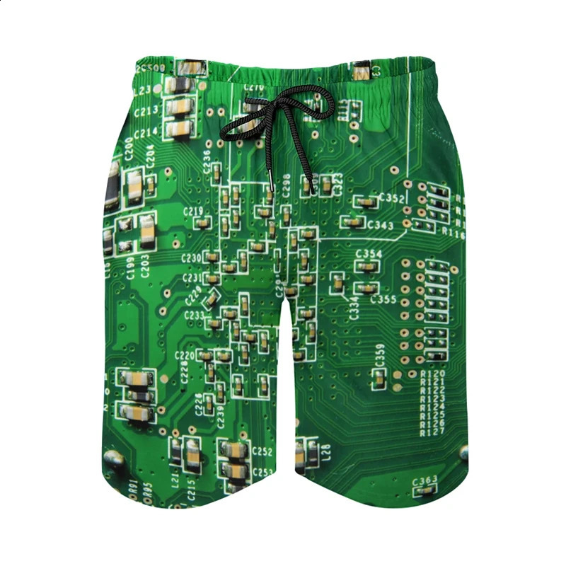 Electronic Motherboard 3D Printed Short Pants Technology Chip Graphic Beach Shorts For Men Clothes Casual Male Trunks Trousers 250217