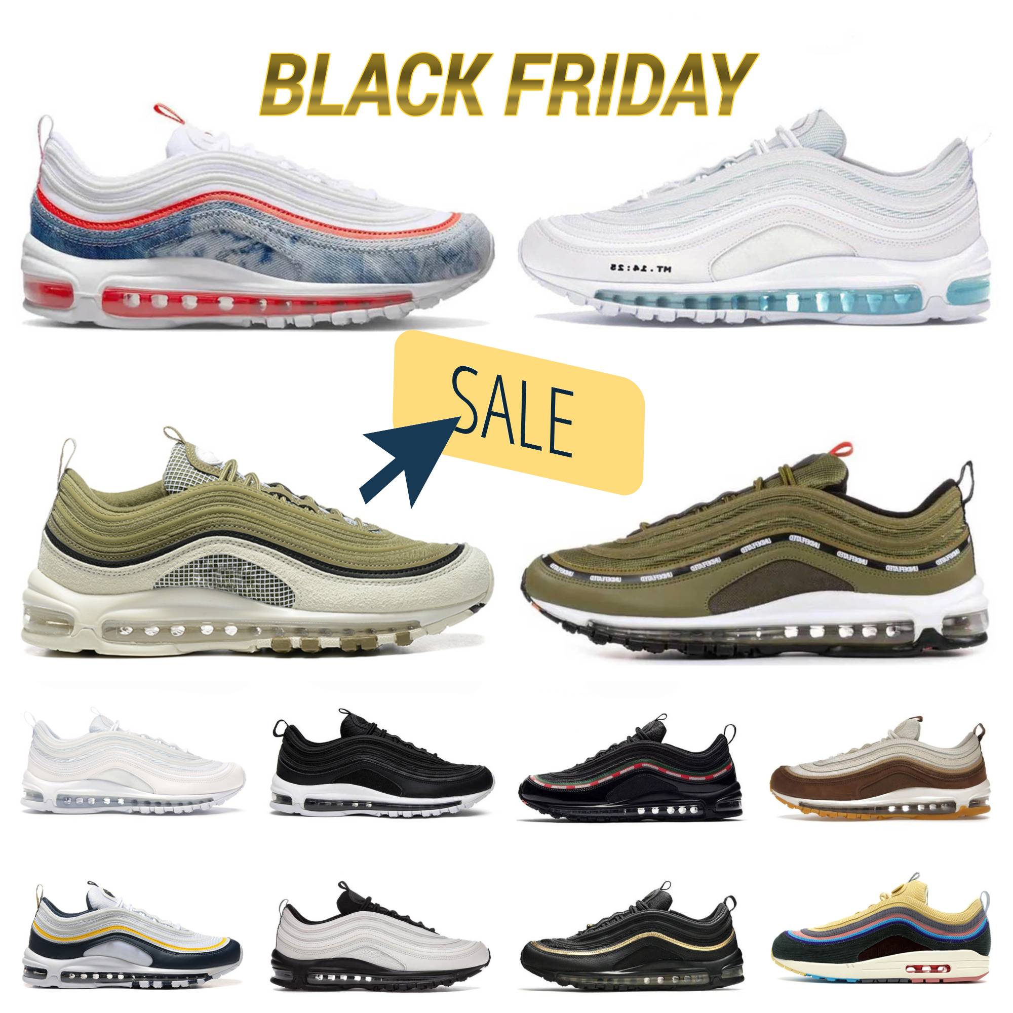 97 Men Women Running Shoes 97s Sneaker Triple Black White Silver Bleached Coral Iron Grey Metallic Gold Sail Sesame Bone Blueberry Mens Trainers Sports Sneakers