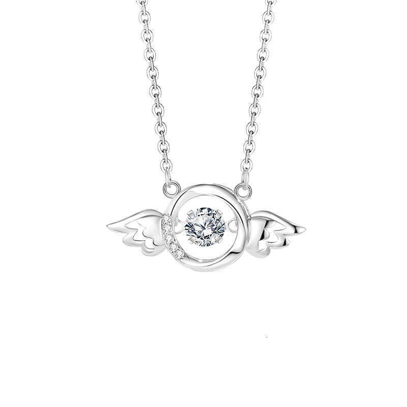 Angel Wings Pure Sier Dynamic Necklace Women's Light High Grade Love Collar Chain Instagram Wing Pendant
