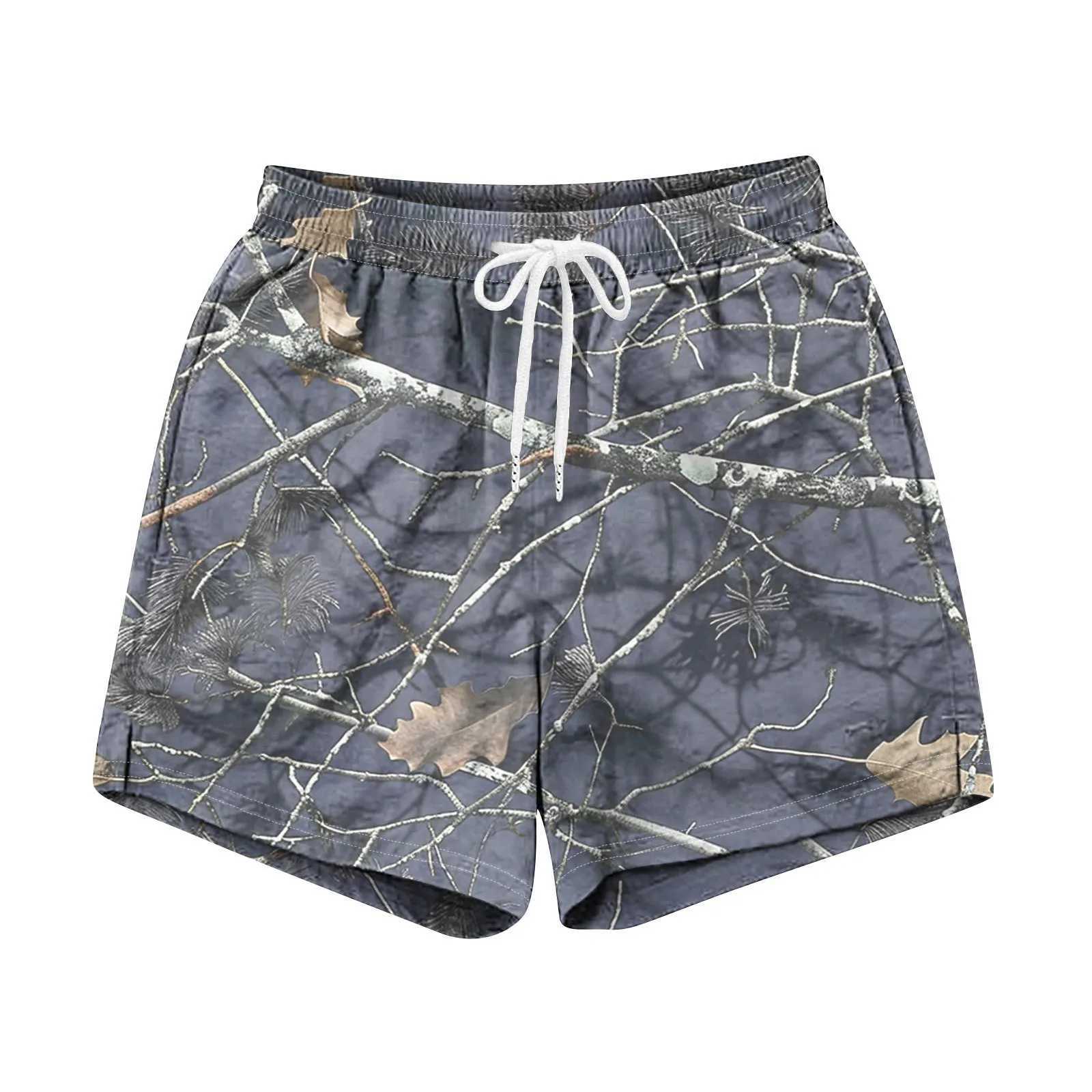 Men's Shorts 2024 Mens Casual Cotton Drawstring Summer Beach Athletic Camouflage Print Shorts z250219