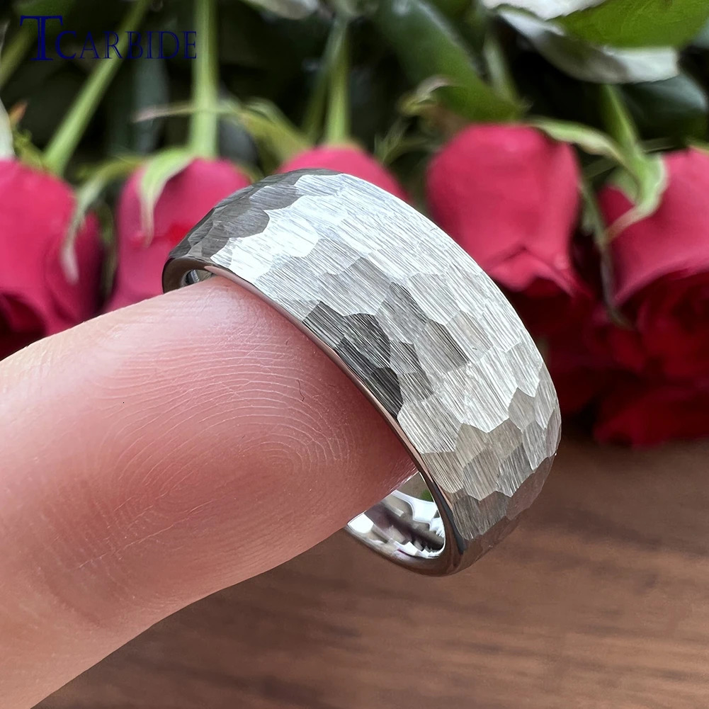4MM 6MM 8MM Multicolor Men Women Tungsten Wedding Ring Multi-Faceted Hammered Brushed Finish Fashion Gift Jewelry Comfort Fit 250218