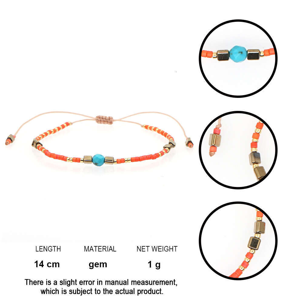 Bohemian style minimalist rice bead hand woven friendship rope iron gallbladder half women's jewelry small bracelet