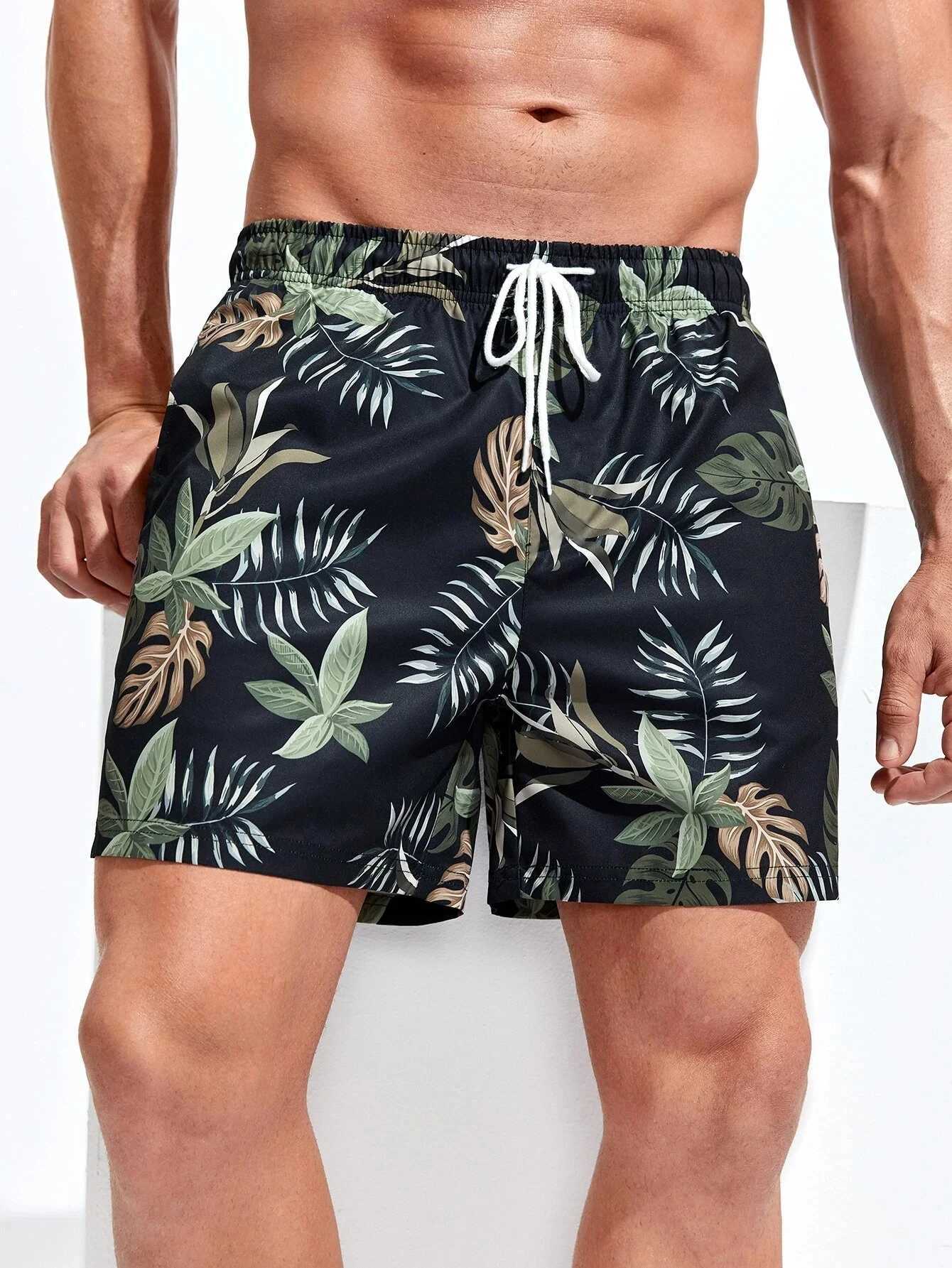 Mens quick-drying Hawaiian shorts with floral and leaf print 3D beachwear soft loose casual novelty summer novelty shorts W250219
