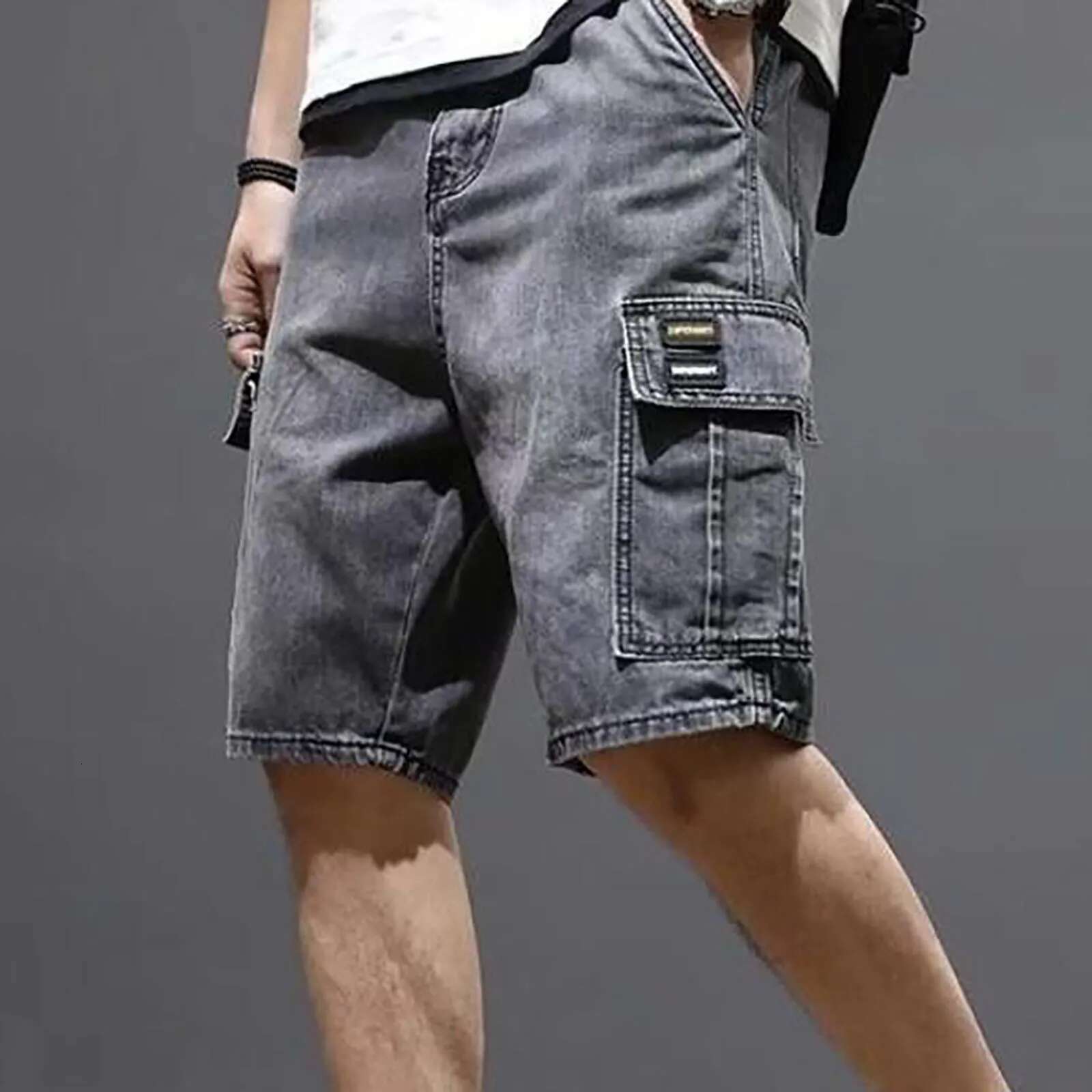 Men's Solid Color Designer Denim Shorts Korean Version Trendy And Fashionable Men's Shorts Medium Size Five Point Sports Work Pants For Summ