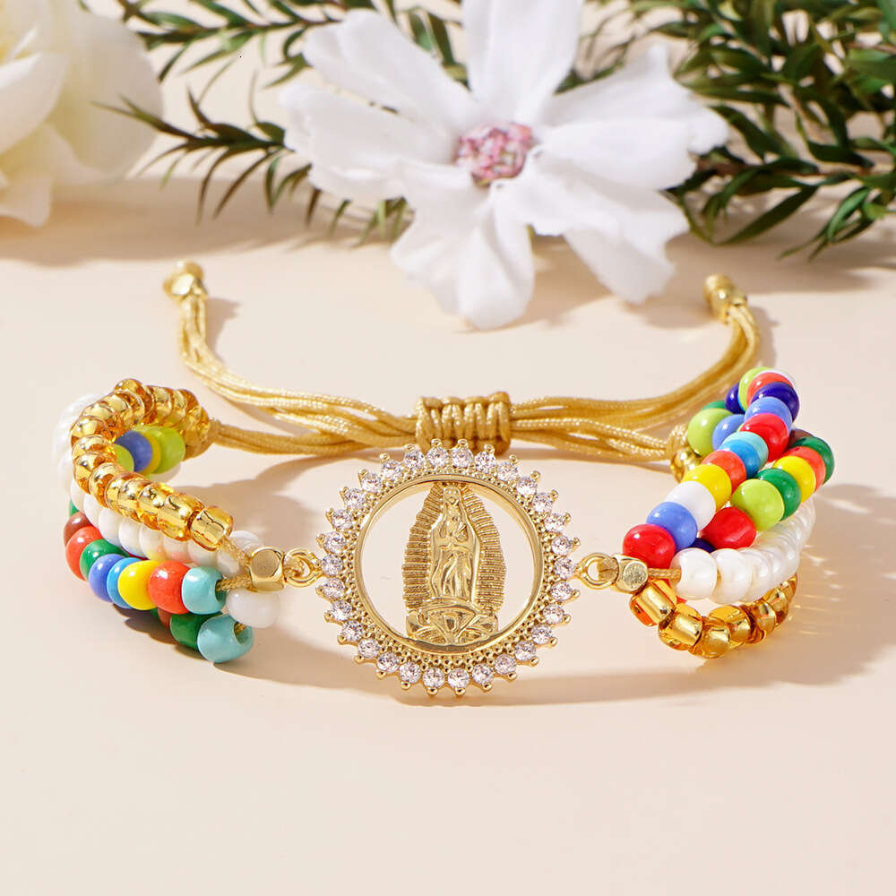 Easter Ins Style Copper Cross Mixed Color Rice Bead Fashion Versatile Women's Bracelet