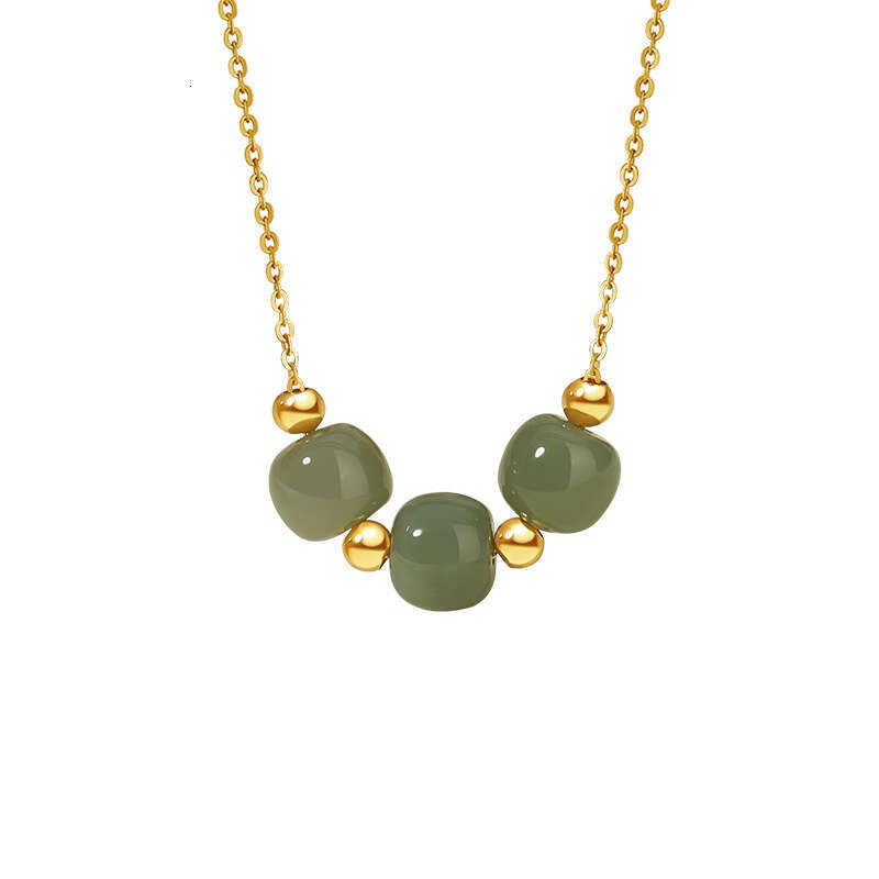 Sheng San Shi Sterg Sier Hotan Jade Necklace Female New Chinese China-Chic Collar Chain ins Wind Ball Pendant