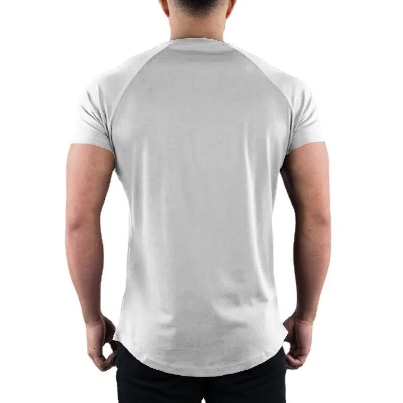 Plain Gym T-shirt Men Summer Fitness Clothing O-Neck Short Sleeve T shirt Cotton Slim Fit Tshirt Bodybuilding Workout Tees Tops 250217