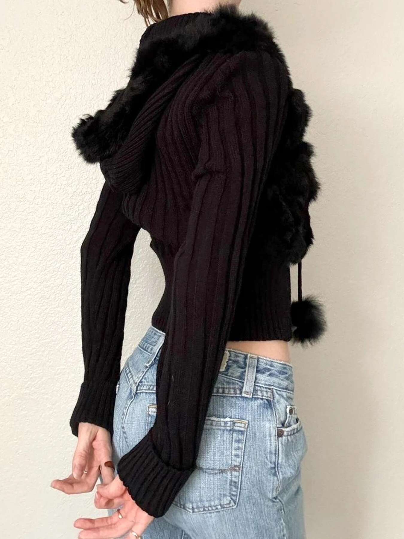Cuteandpsycho Zip Up Fur Patchwork Drawstring Hoodie Coats Solid Vintage Winter Women's Jackets Casual Streetwear Basic Clothes