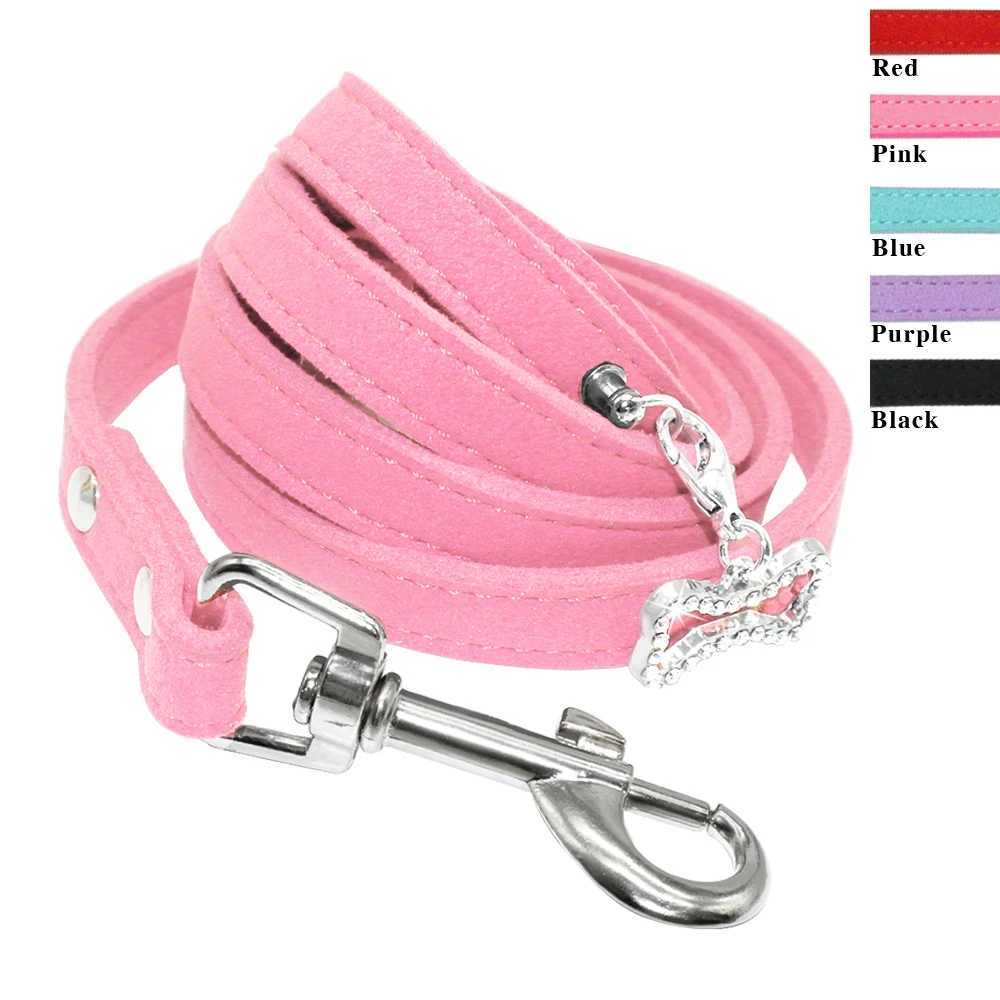 Small Dog Leash Soft Suede Leather Dog Leashes For Chihuahua Yorkishire Pug Small Dogs Cats Walking Leash PinkXJ250218