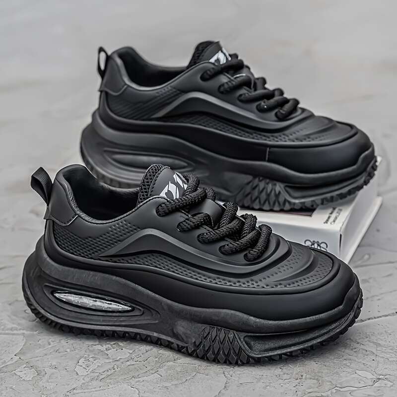 Men's trendy contrasting thick soled shoes, comf ortab le and non slip casual lace up sneakers suitable for outd oor acti vities