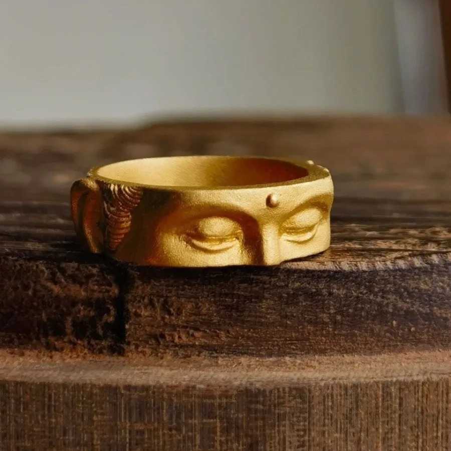 Speak No Evil Buddha Half Face Ring Buddhist Accessories Handmade Gothic Adjustable Open Ring Unisex Designer Jewelry Bless GiftXJ250219