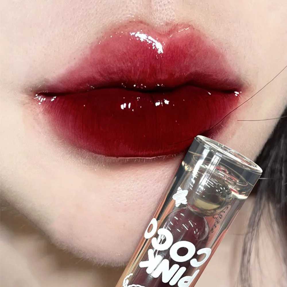 Cherry Red Mirror Water Light Lip Gloss Jelly Gloss Liquid Lipstick Waterproof Lasting Sexy Nude Red Lip Tint Korea MakeupW250219