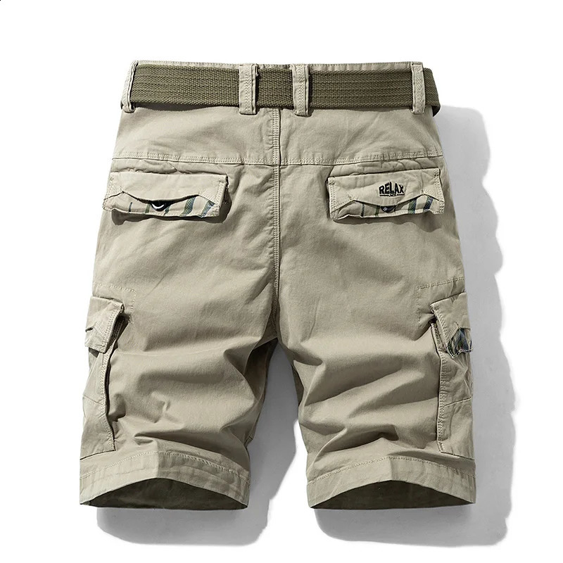 Cargo Shorts Men Spring Summer Cotton Bermuda Solid Denim Casual Multi-Pocket Pants Clothing Men Cargo Short 250218