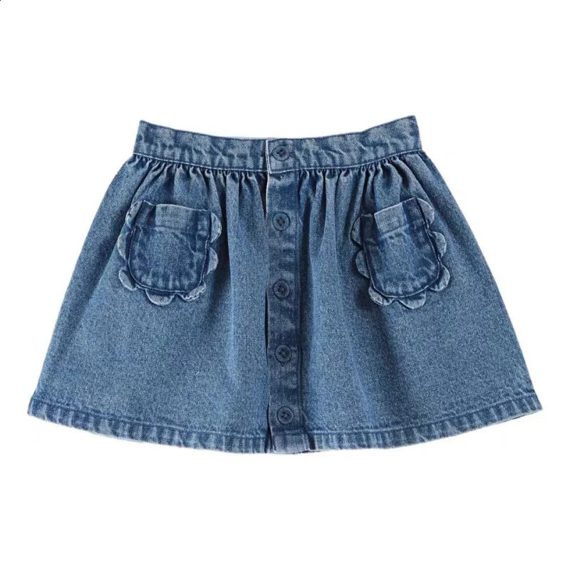 2025 Summer EM Fashion Girl Denim Dress Cute Embroidered Printed Jean Top and Shorts Pant Set Clothes Kids Princess Dresses 250218