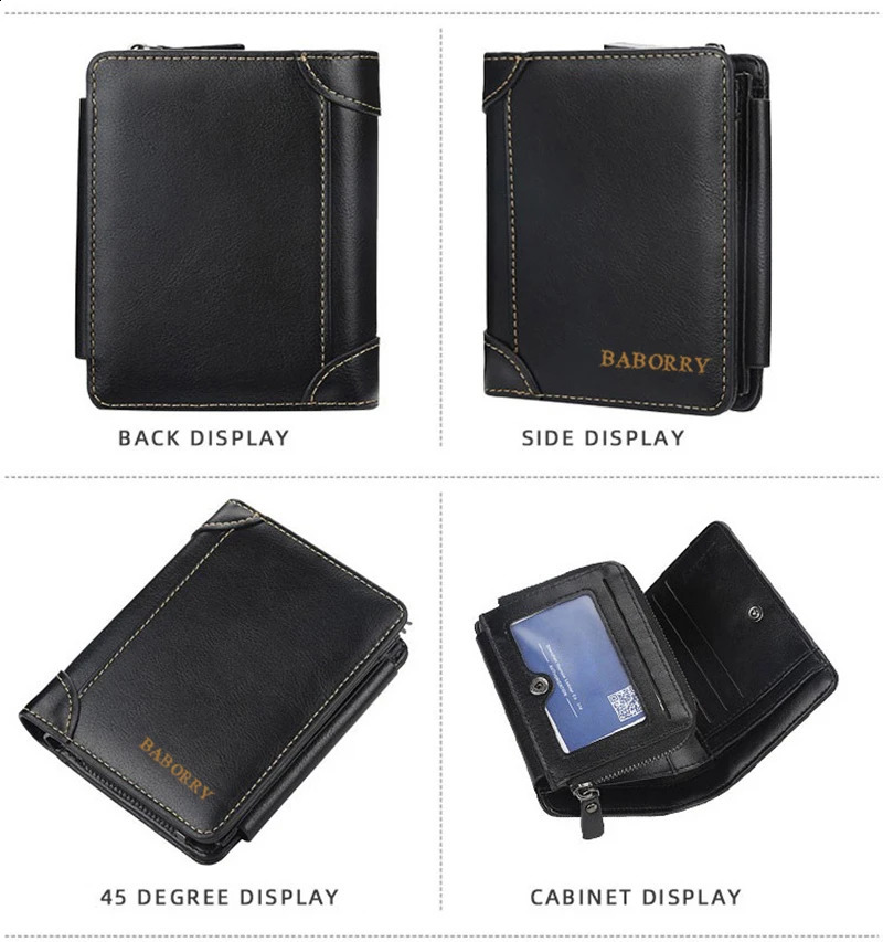 PU Leather Men Wallets High Quality y ner Zipper Short Large Capacity Coin Card Holder Male Purse Vintage 250218