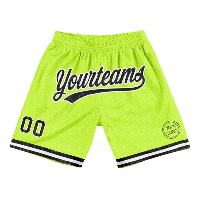 Men's Shorts Custom Fluorescent green black Authentic Basketball Shorts 3D Printed Men Shorts Your Name Mumber Quick Drying Beach Shorts z250219