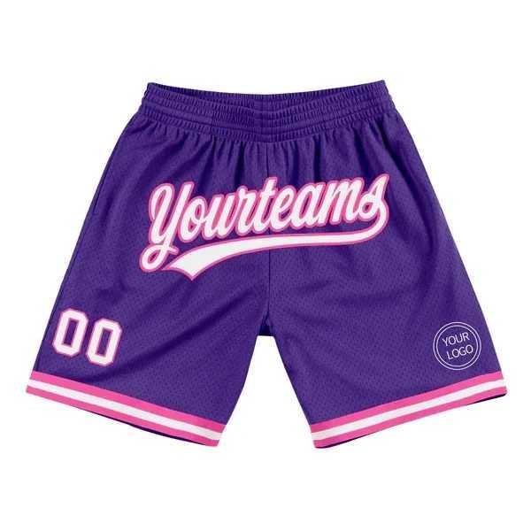 Men's Shorts Custom Purple White-Pink Authentic Throwback Basketball Shorts 3D All Over Printed Mens Shorts Quick Drying Beach Shorts z250219