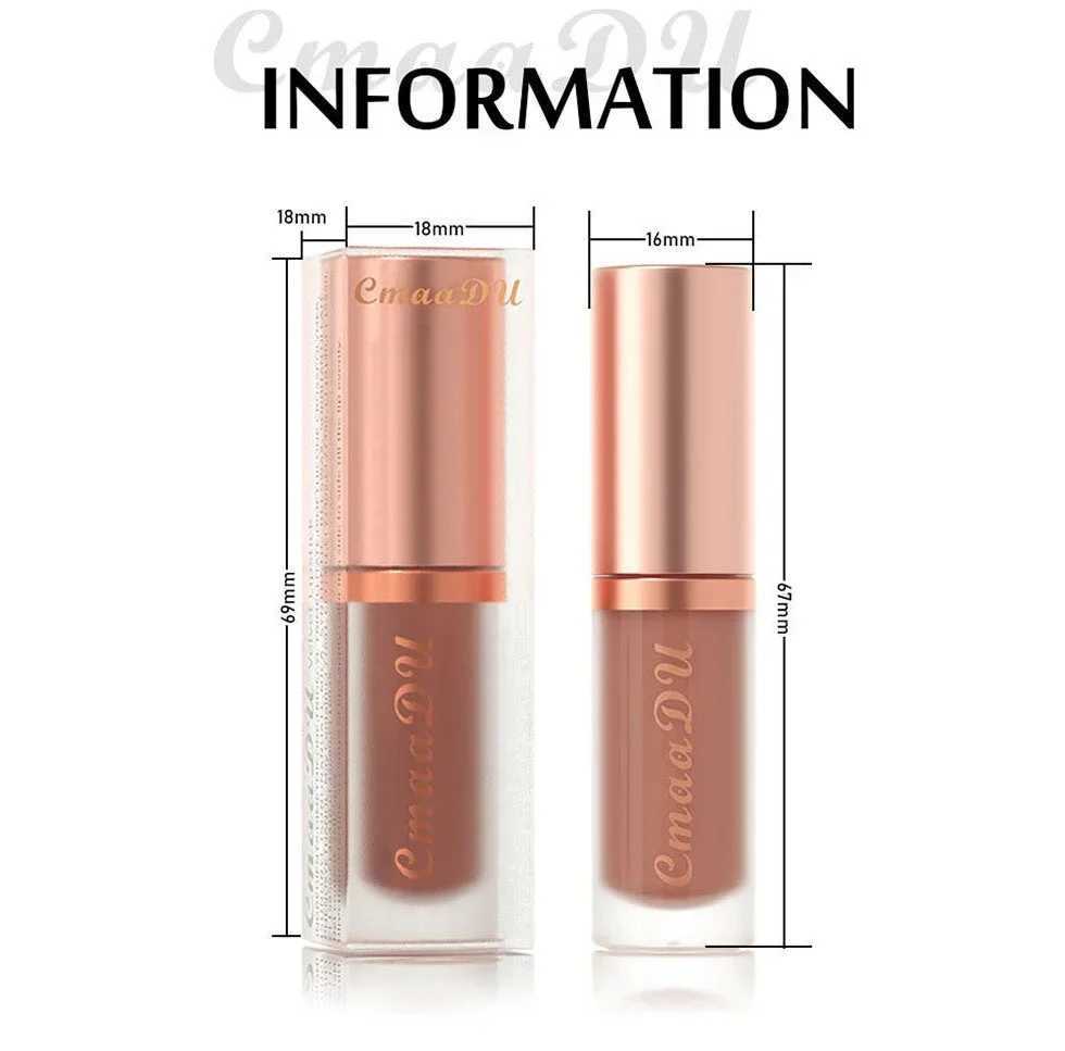 12 Colors Matte Lipstick Red Waterproof Sexy Makeup Lip Tint Smooth Nude Brown Pink Long Lasting Non-stick Lip Cosmetic Make UpW250219