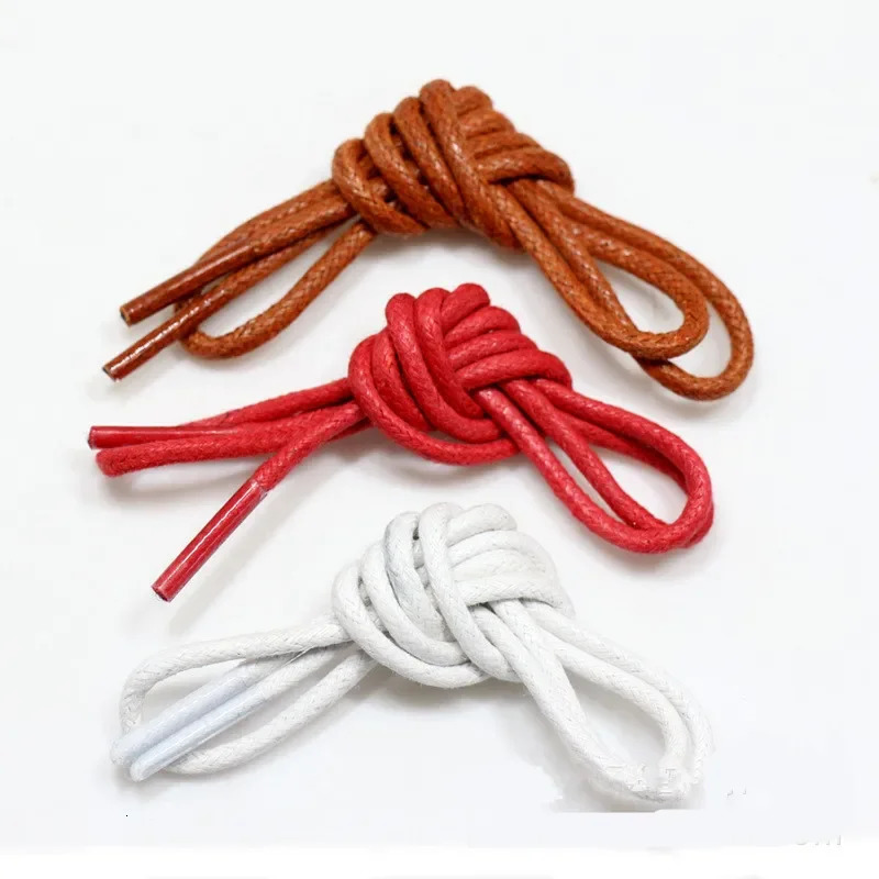 1 Pair Shoelaces Leather Cotton Waxed Waterproof Men Shoe Lace For Shoes Strings Women Round laces Boot 250219