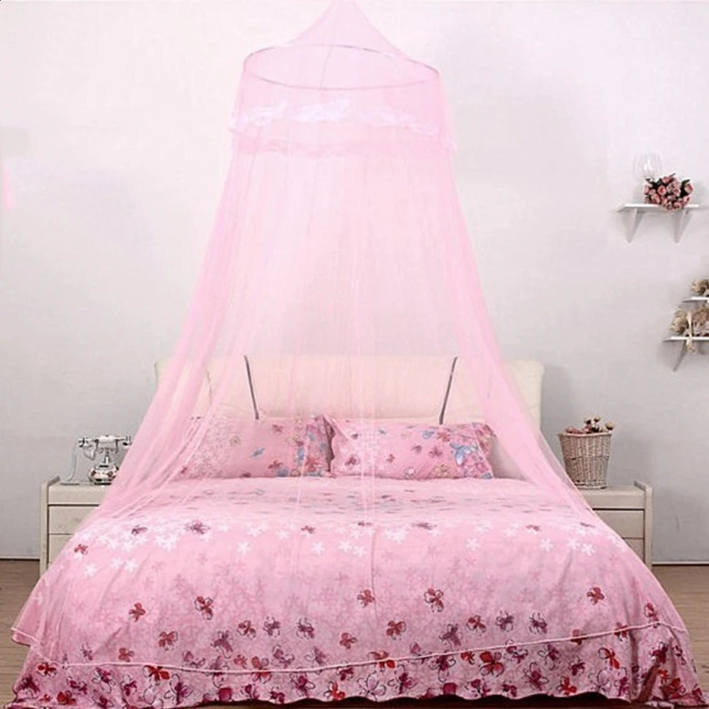 Bed Canopy Polyester Hanging Mosquito Net Princess Foldable Dome Bed Canopy Elegant Fairy Lace Dossels Bedcover For Baby 250218
