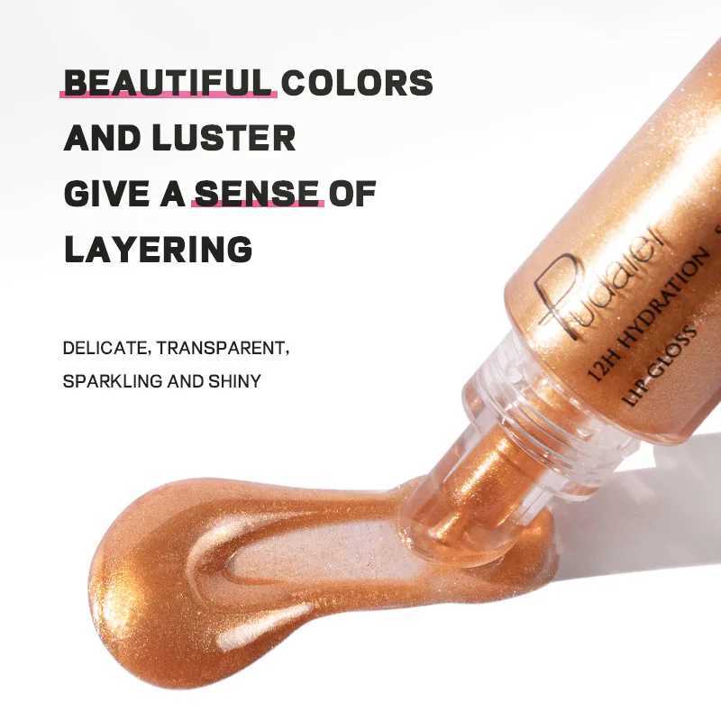lescent Glitter Plumping Lip Gloss Mirror Jelly Moisturizing Liquid Lipstick Clear Mermaid Pink Sexy Lip Tint Lips CosmeticsW250219