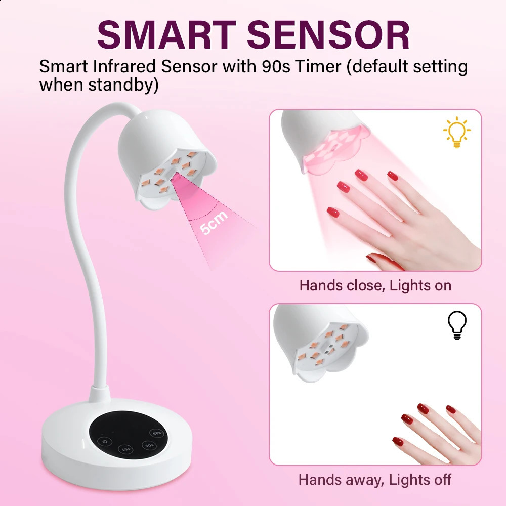 Cordless UV LED Nail Lamp for Gel Nails Polish 10W Rechargeable Fast Curing Nail Dryer Mini UV Light with 4 Timers Auto Sensor 250214
