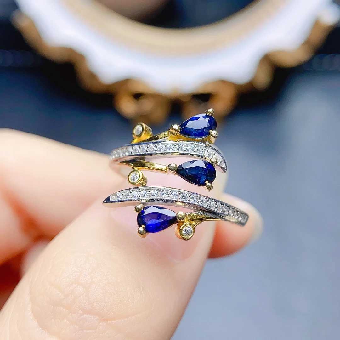 FS 3*5mm Natural Sapphire Ring S925 Sterling Silver With Certificate Fashion Fine Charm Weddings Jewelry for Women MeiBaPJXJ250219