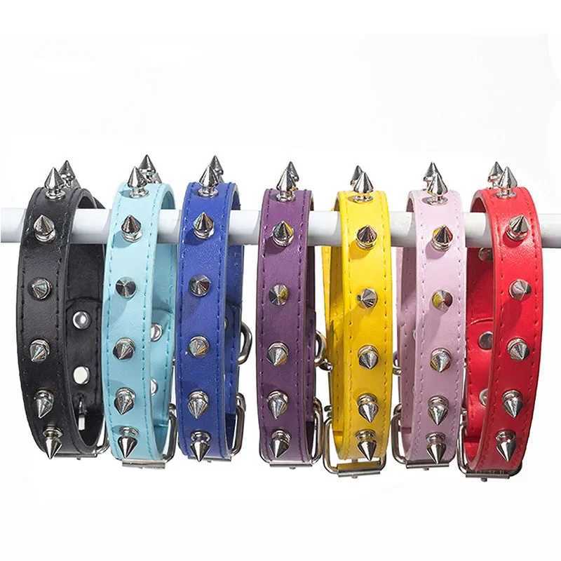 Leather Dog Cat Collar Spiked Studded Puppy Pet Necklace for Small Medium Large Dogs Cats Neck Strap Pet Products AccessoriesXJ250218