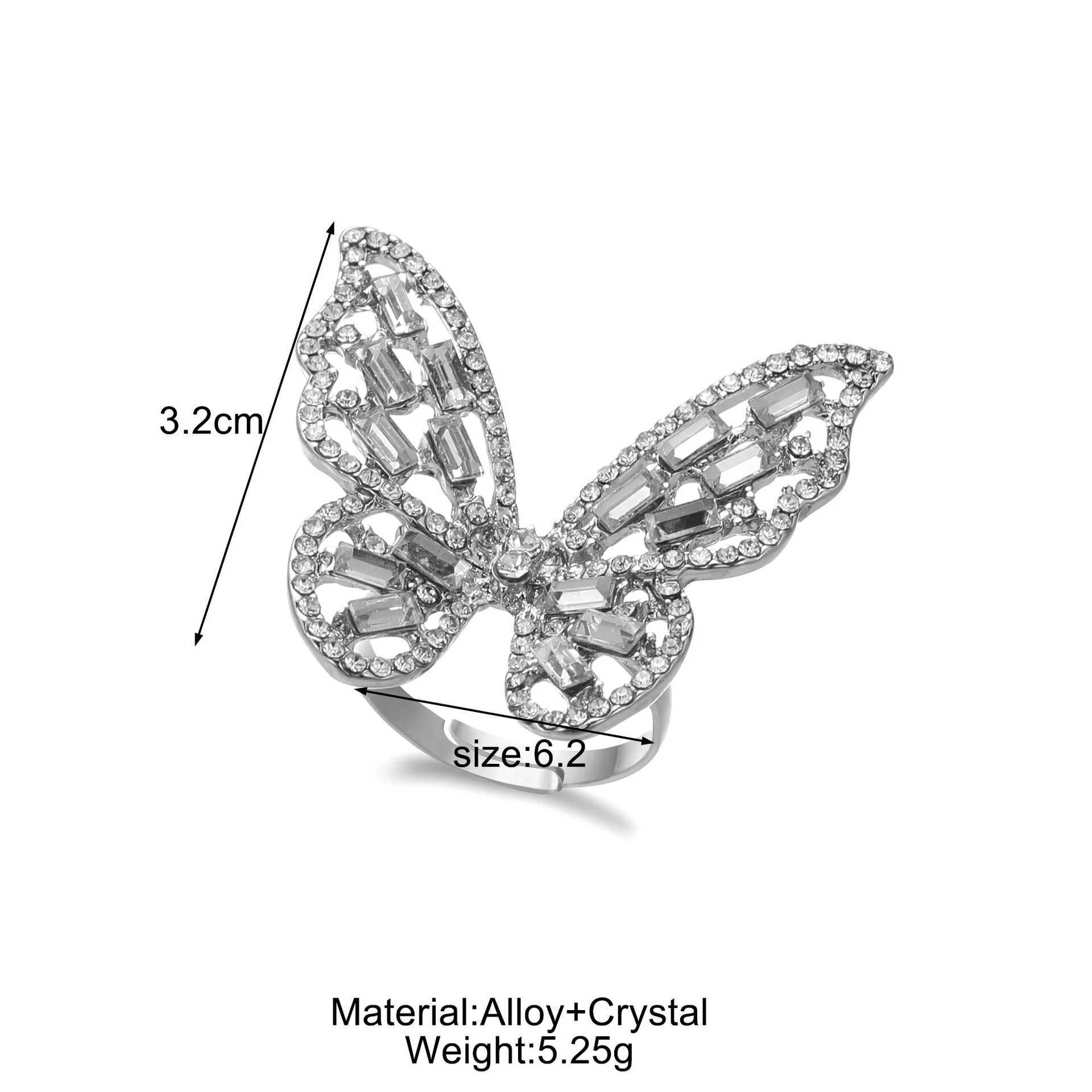 Hollow Butterfly Cold Wind Big Front Door Personality Light Luxury Pop Open RingXJ250219