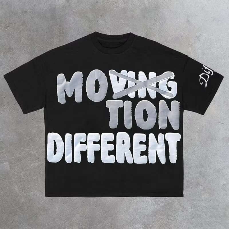 Vintage Motion Different Graphic 100% Cotton Sleeve T-Shirt Men Y2K Short Sleeves Oversize Tshirt Streetwear Women Tops